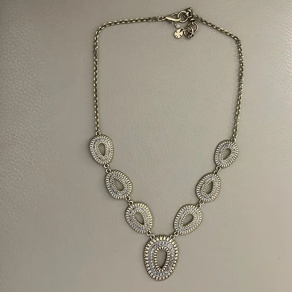 Lucky Brand Gold Tone Teardrop Marcasite Necklace